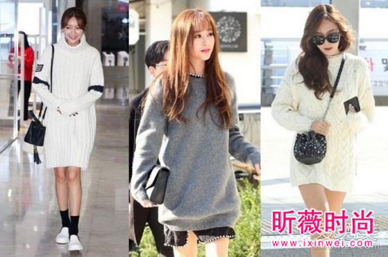 韩国女生正流行穿搭 一套就能出门的针织连衣裙