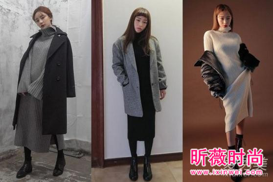 韩国女生正流行穿搭 一套就能出门的针织连衣裙