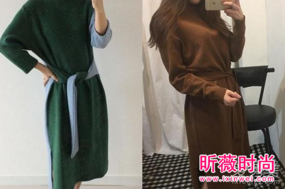 韩国女生正流行穿搭 一套就能出门的针织连衣裙