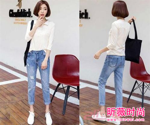 宽松小脚破洞牛仔裤 冬天就靠小脚裤瘦腿了