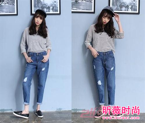 宽松小脚破洞牛仔裤 冬天就靠小脚裤瘦腿了
