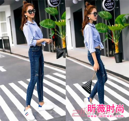 宽松小脚破洞牛仔裤 冬天就靠小脚裤瘦腿了