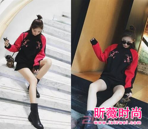 加绒宽松套头刺绣卫衣 凸显时尚个性与活力感