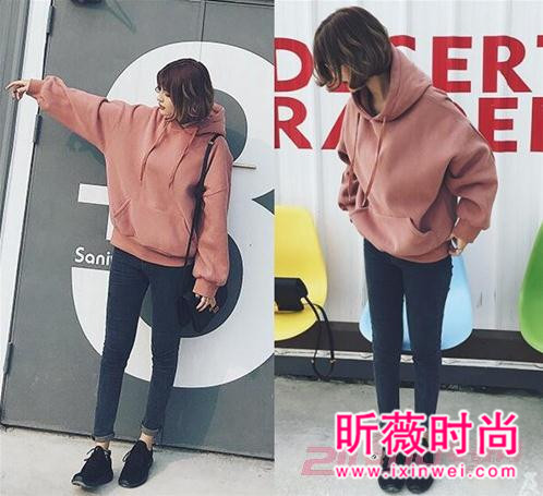 加绒宽松套头刺绣卫衣 凸显时尚个性与活力感