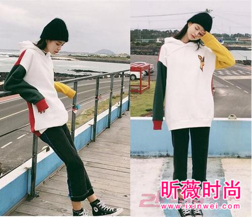 加绒宽松套头刺绣卫衣 凸显时尚个性与活力感