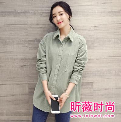 秋季时尚小清新衬衫 简约大方约会逛街都百搭