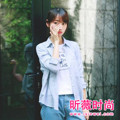 秋季时尚小清新衬衫 简约大方约会逛街都百搭