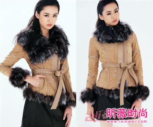 狐狸毛领短款机车皮衣 时尚帅气又修身显瘦