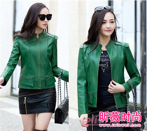 狐狸毛领短款机车皮衣 时尚帅气又修身显瘦