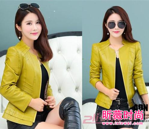 狐狸毛领短款机车皮衣 时尚帅气又修身显瘦