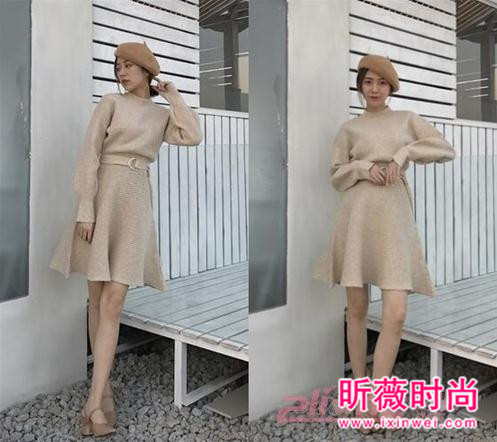系带高腰高领长袖针织裙 冬季美女衣橱必备单品 系带高腰高领长袖针织裙 冬季美女衣橱必备单品
