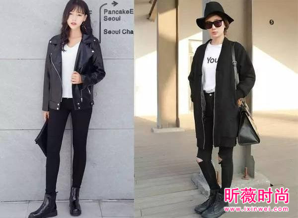 小脚裤配什么上衣？黑色紧身时髦搭配