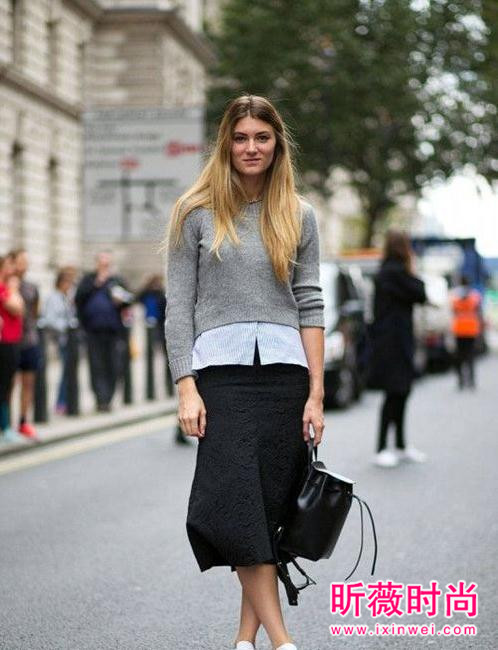 时尚衬衫搭配针织衫 轻松搞定早春清新范儿