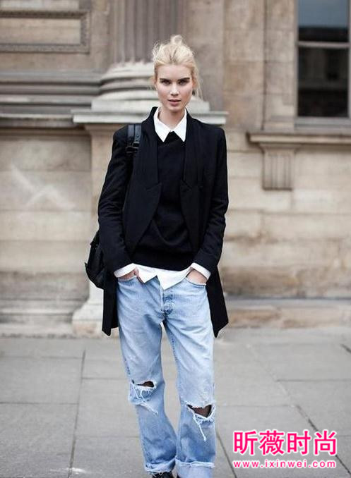 时尚衬衫搭配针织衫 轻松搞定早春清新范儿