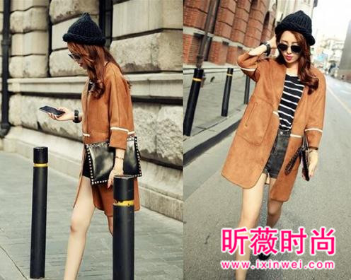 春装新款鹿皮绒风衣外套 英伦风穿出大牌范儿