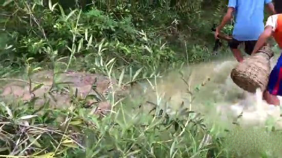 小孩自制捕鱼神器 竟意外捉到一大家伙（图）