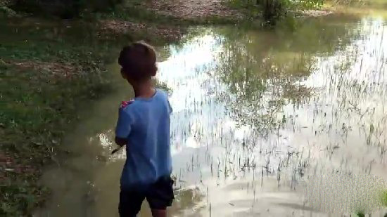 小孩自制捕鱼神器 竟意外捉到一大家伙（图）