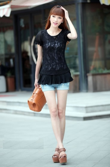 卷边牛仔短裤 卷边牛仔短裤