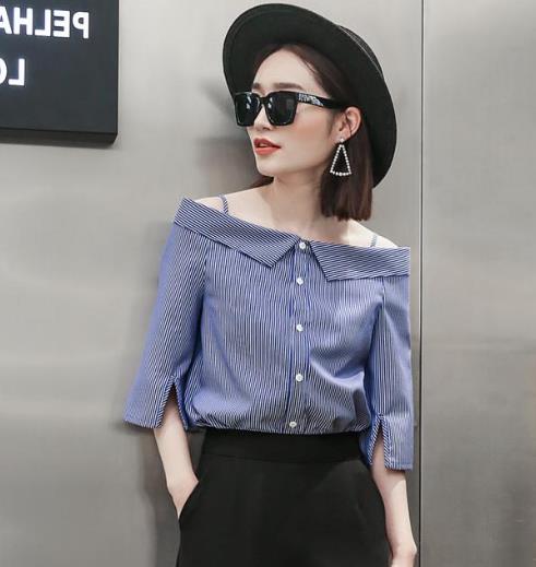 今年很流行的一字领雪纺衫：性感时尚雪纺衫分享