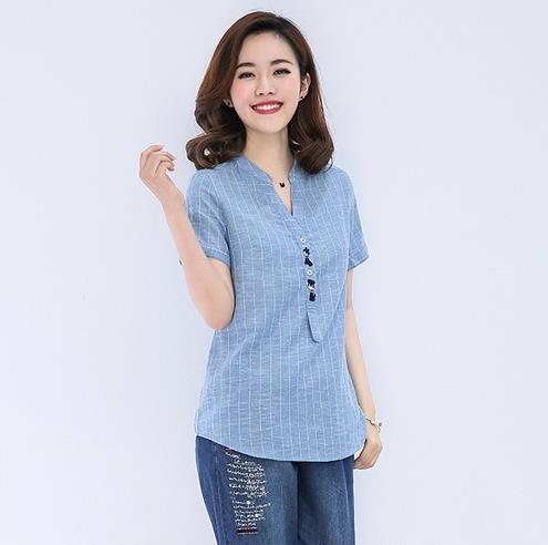 条纹V领衬衫搭配：6款衬衫搭出中国风文艺范