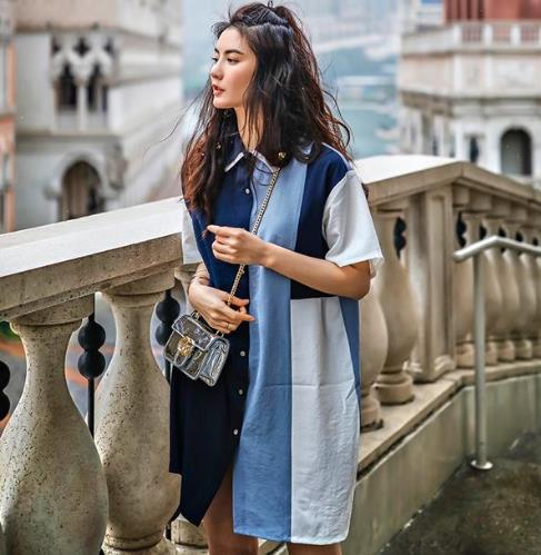 明星同款拼接牛仔衬衫裙：打造时尚性感女神范（图）