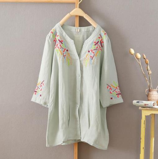 5款文艺小清新百搭棉麻T恤：清凉遮肉还显瘦（图）