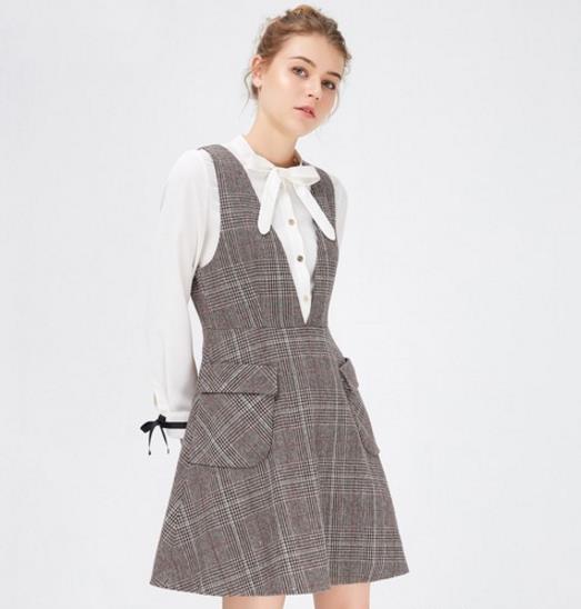 雪纺衫搭配格纹背带A字裙:5款裙装打造淑女气质 雪纺衫搭配格纹背带A字裙:5款裙装打造淑女气质