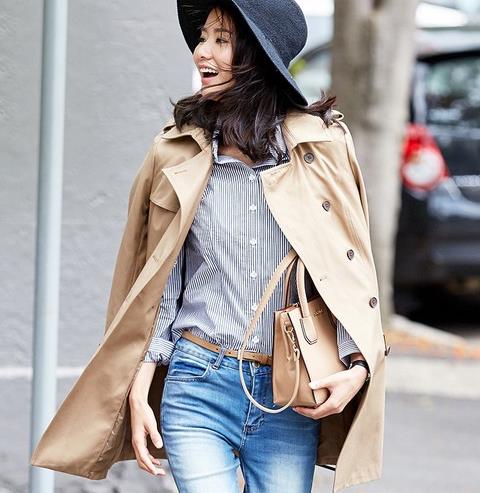 明星同款一粒扣直筒风衣搭配：打造清爽帅气复古范