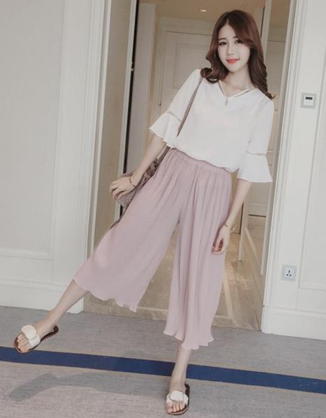 小短腿穿阔腿裤搭配图片：阔腿裤大长腿神器