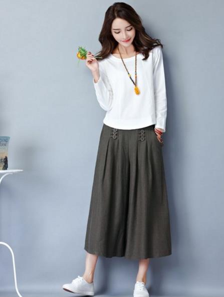 小短腿穿阔腿裤搭配图片：阔腿裤大长腿神器