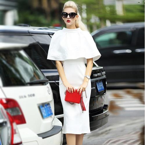 6款纯色斗篷连衣裙怎么搭配：优雅大方连衣裙分享