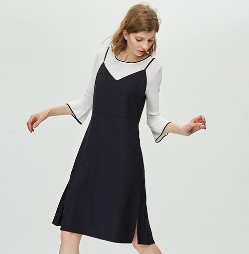 微胖MM穿这几款褶皱开叉吊带裙：轻松显高显瘦（图)