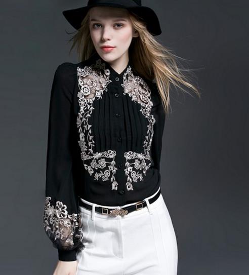 高腰裙怎么搭配印花喇叭袖衬衫：浪漫复古风（图）