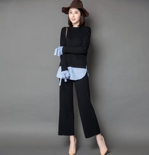 条纹开衩短裙两件套搭配：5款套装打造大长腿（图）