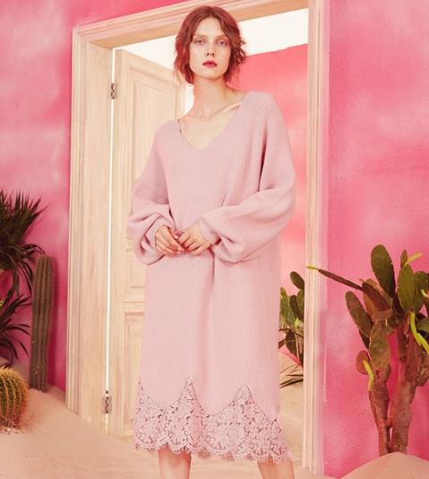 灯笼中袖A字针织连衣裙搭配：5款连衣裙彰显甜美范