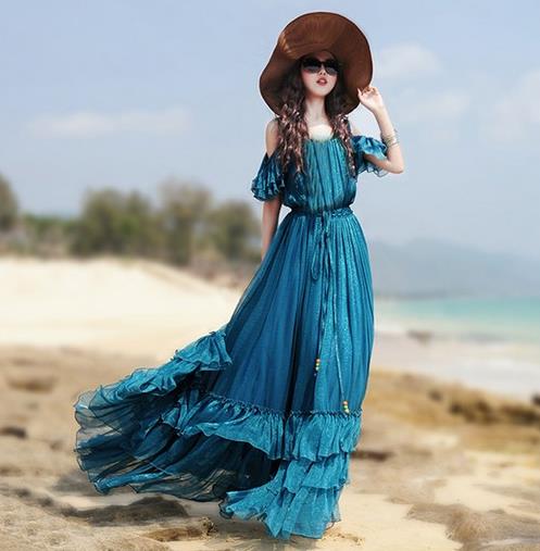 胖MM搭配V领绣花长裙：显高显瘦长裙推荐（图）