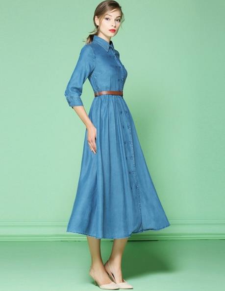 高跟鞋搭配网纱拼接牛仔连衣裙:刚柔并济(图) 高跟鞋搭配网纱拼接牛仔连衣裙:刚柔并济(图)