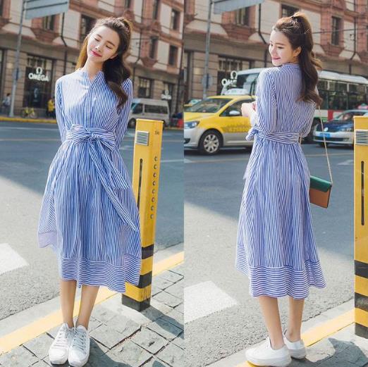宽松条纹连衣裙搭配：6种搭出简约时尚感