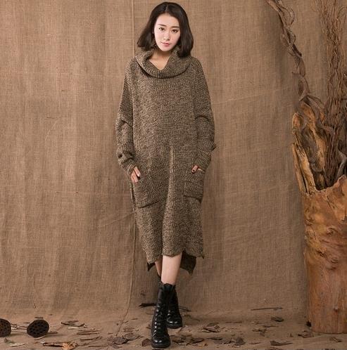 遮得住肉又显得了瘦的半高领宽松毛衣裙推荐（图)