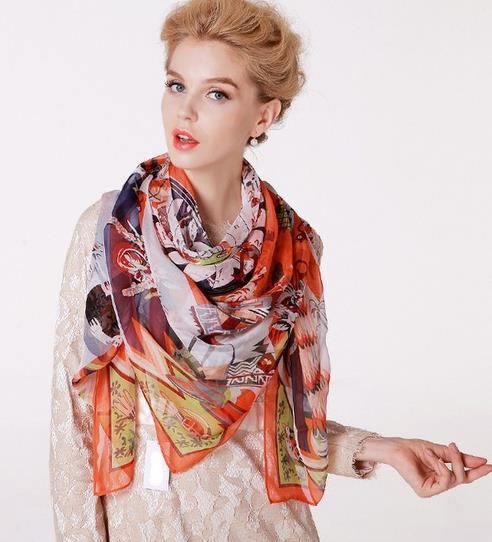 印花雪纺纱巾搭配:6款丝巾搭出高档轻奢范儿 印花雪纺纱巾搭配:6款丝巾搭出高档轻奢范儿