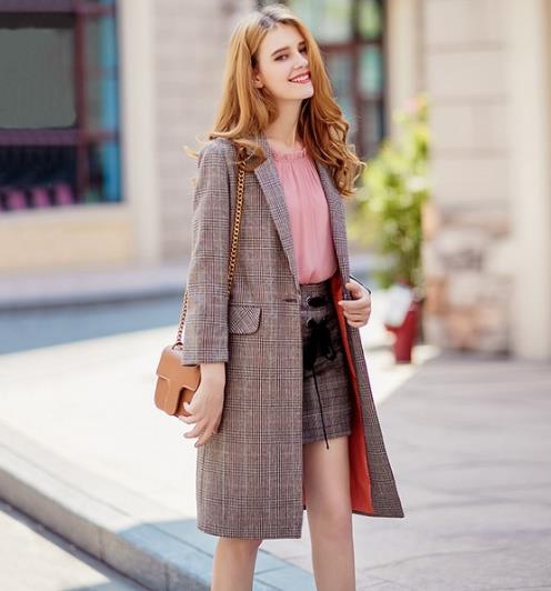 6款显高显瘦的格子西装外套短裤套装搭配分享（图）