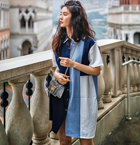 娜扎同款拼接牛仔衬衫裙：6款衬衫裙打造女神范（图）