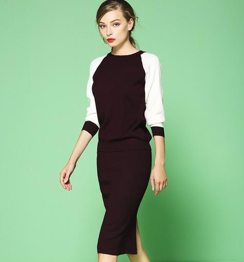 英姿飒爽的提花包臀短裙两件套搭配：简单经典（图）