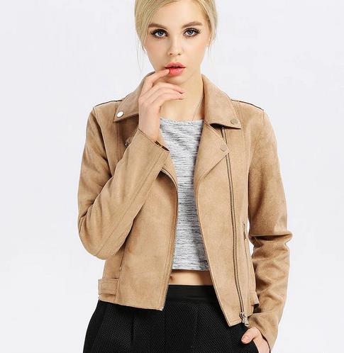 翻领机车夹克搭配包臀裙：时尚新潮又保暖（图）