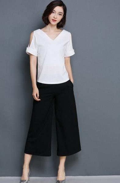 五分阔腿裤上衣怎么搭配:帅气又惬意(图）