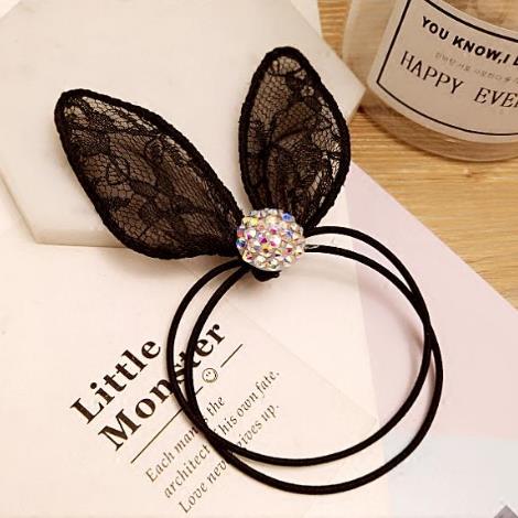 清新气质的6款韩国水钻兔耳朵头绳：时尚优雅（图）