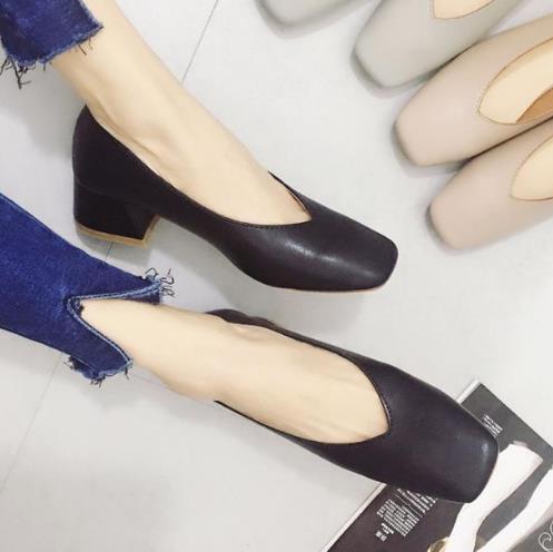 2017秋季新款浅口方头复古中跟鞋：个性十足（图）