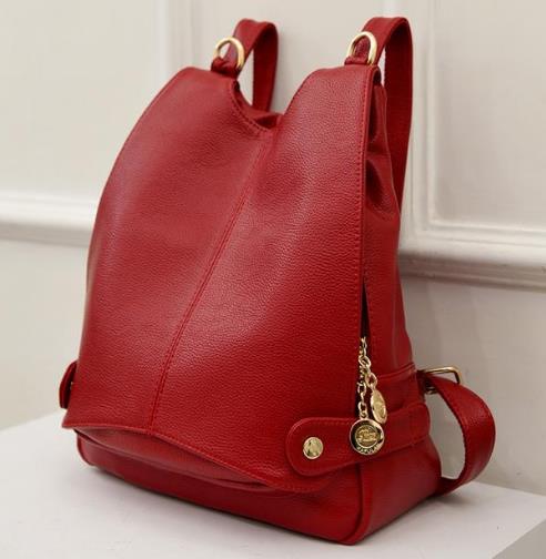 6款时尚休闲真皮双肩包搭配：简约百搭双肩包（图）