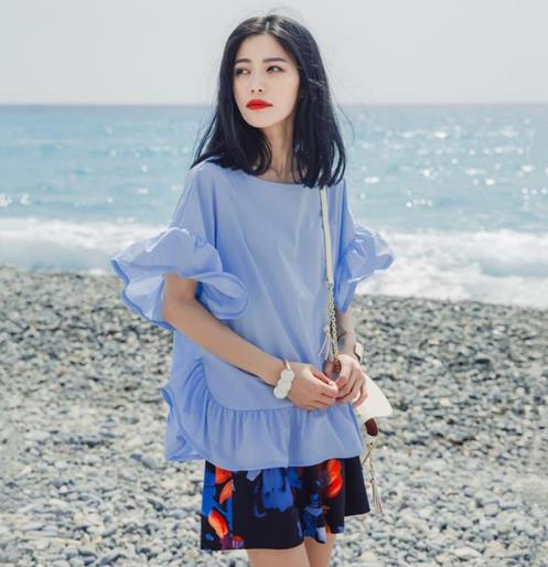 杨幂同款修身荷叶边衬衫连衣裙：女人味十足（图）