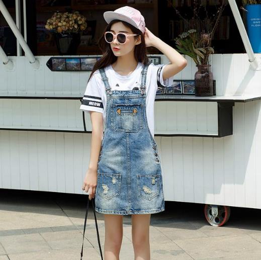 雪纺高腰背带半身裙搭配：青春减龄背带裙推荐